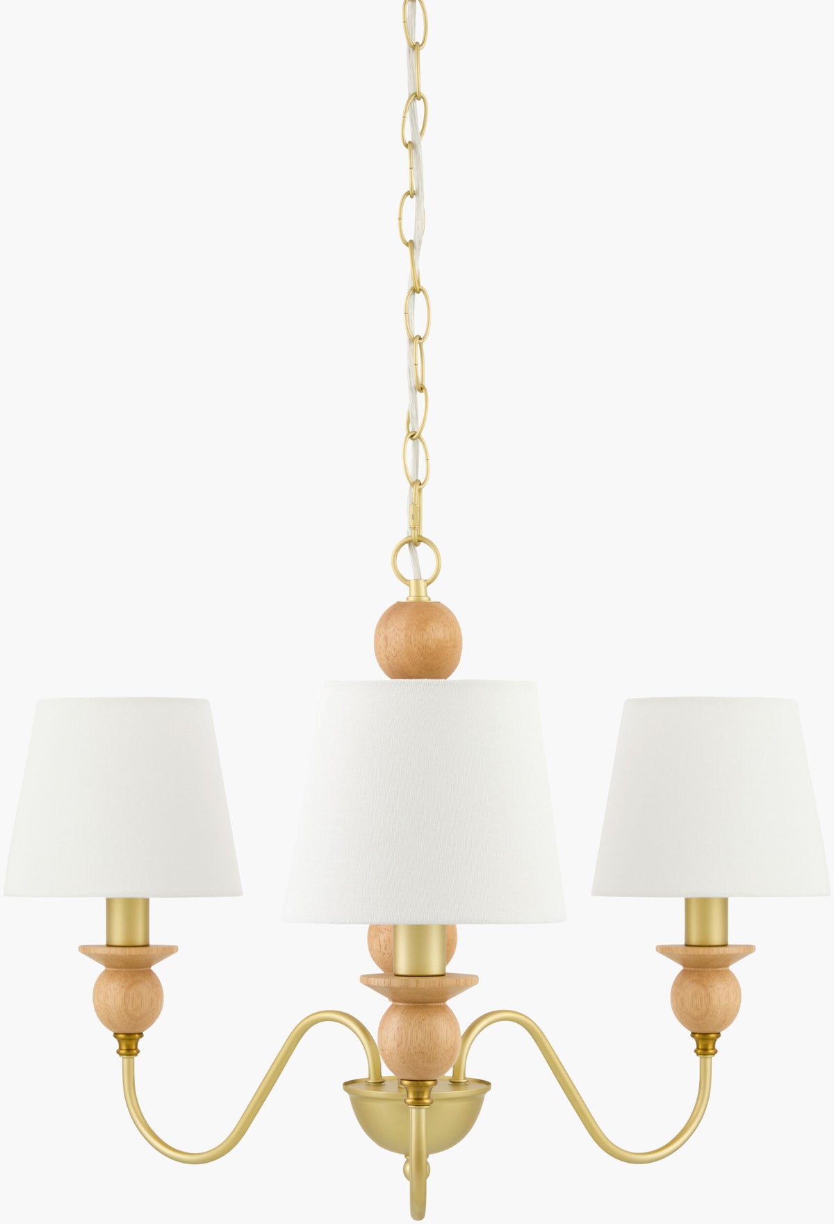 Wiluna Rubber Wood Chandelier, Hand Painted Beige (WLN-004)