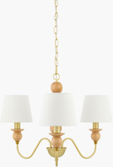 Wiluna Rubber Wood Chandelier, Hand Painted Beige (WLN-004)