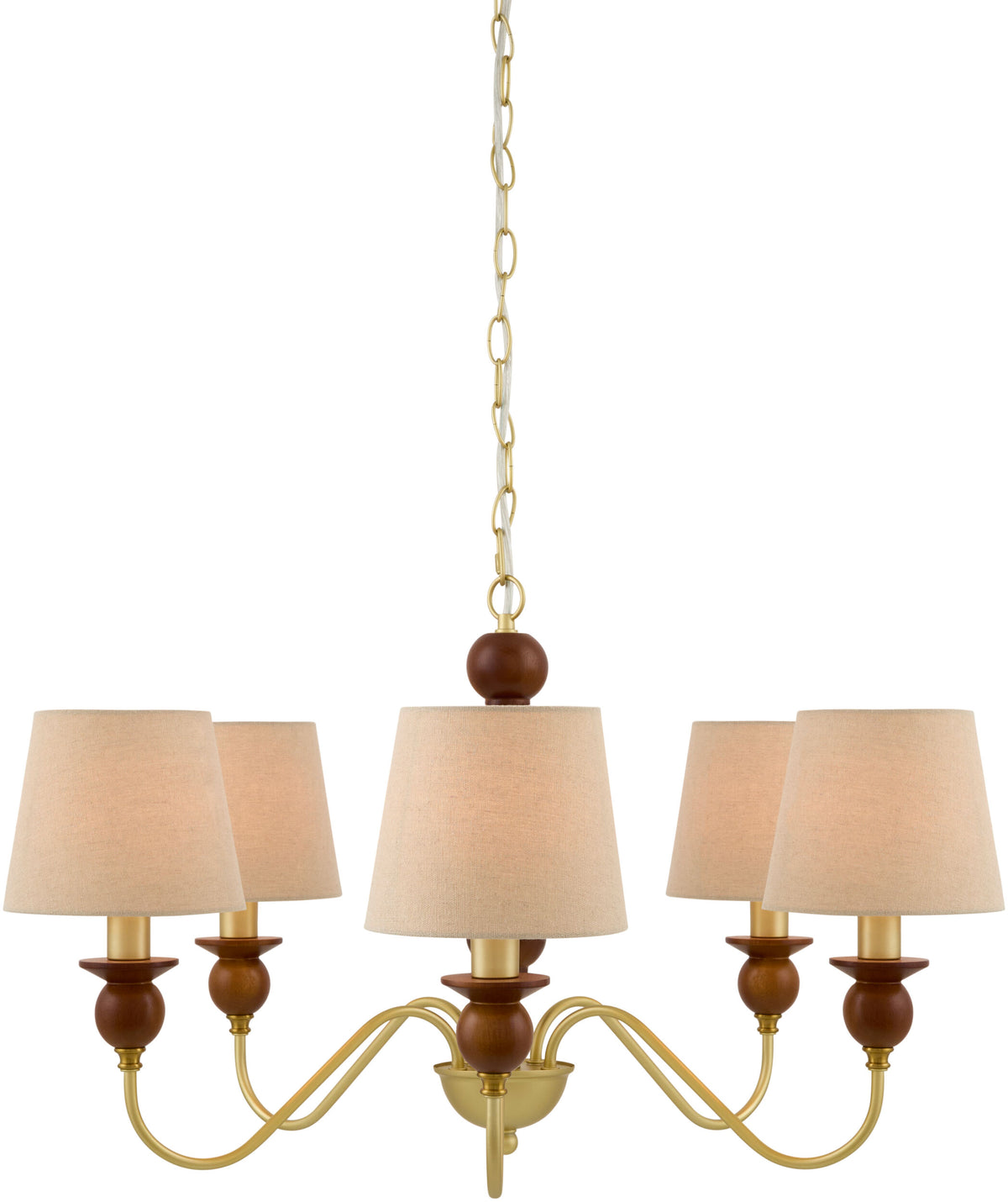 Wiluna Rubber Wood Chandelier, Hand Painted Dark Brown (WLN-001)