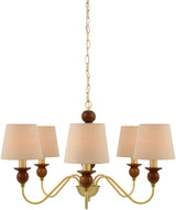 Wiluna Rubber Wood Chandelier, Hand Painted Dark Brown (WLN-001)