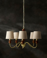 Wiluna Rubber Wood Chandelier, Hand Painted Dark Brown (WLN-001)