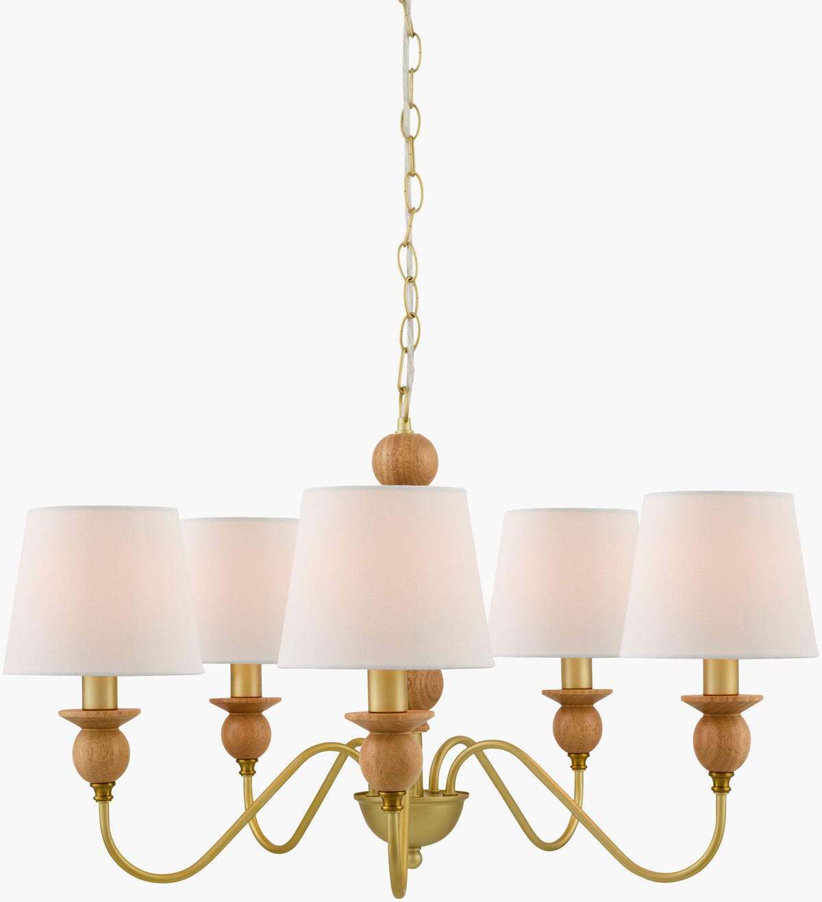 Wiluna Rubber Wood Chandelier, Hand Painted Beige (WLN-002)