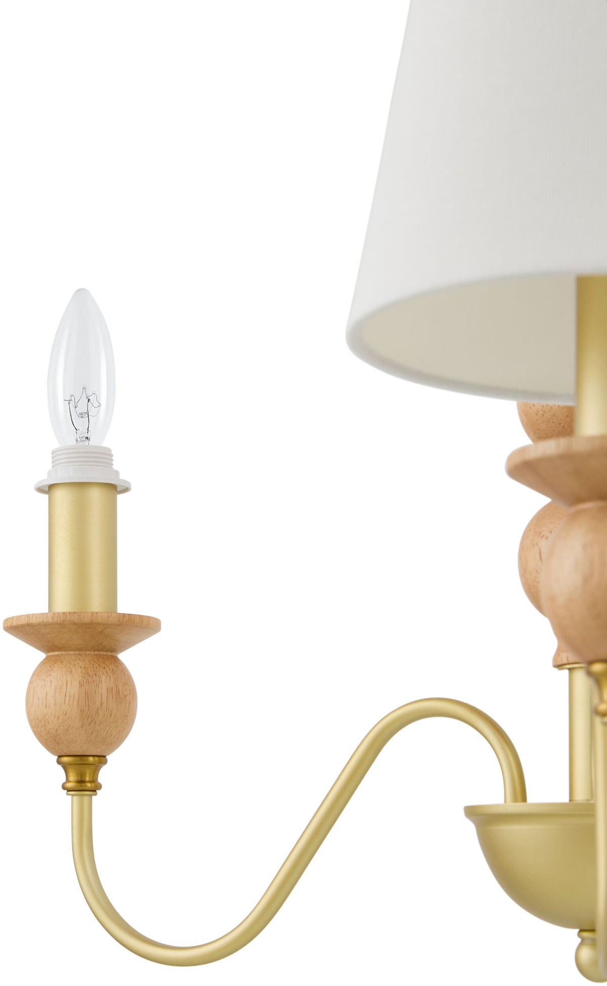 Wiluna Rubber Wood Chandelier, Hand Painted Beige (WLN-002)