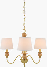 Wiluna Rubber Wood Chandelier, Hand Painted Beige (WLN-004)