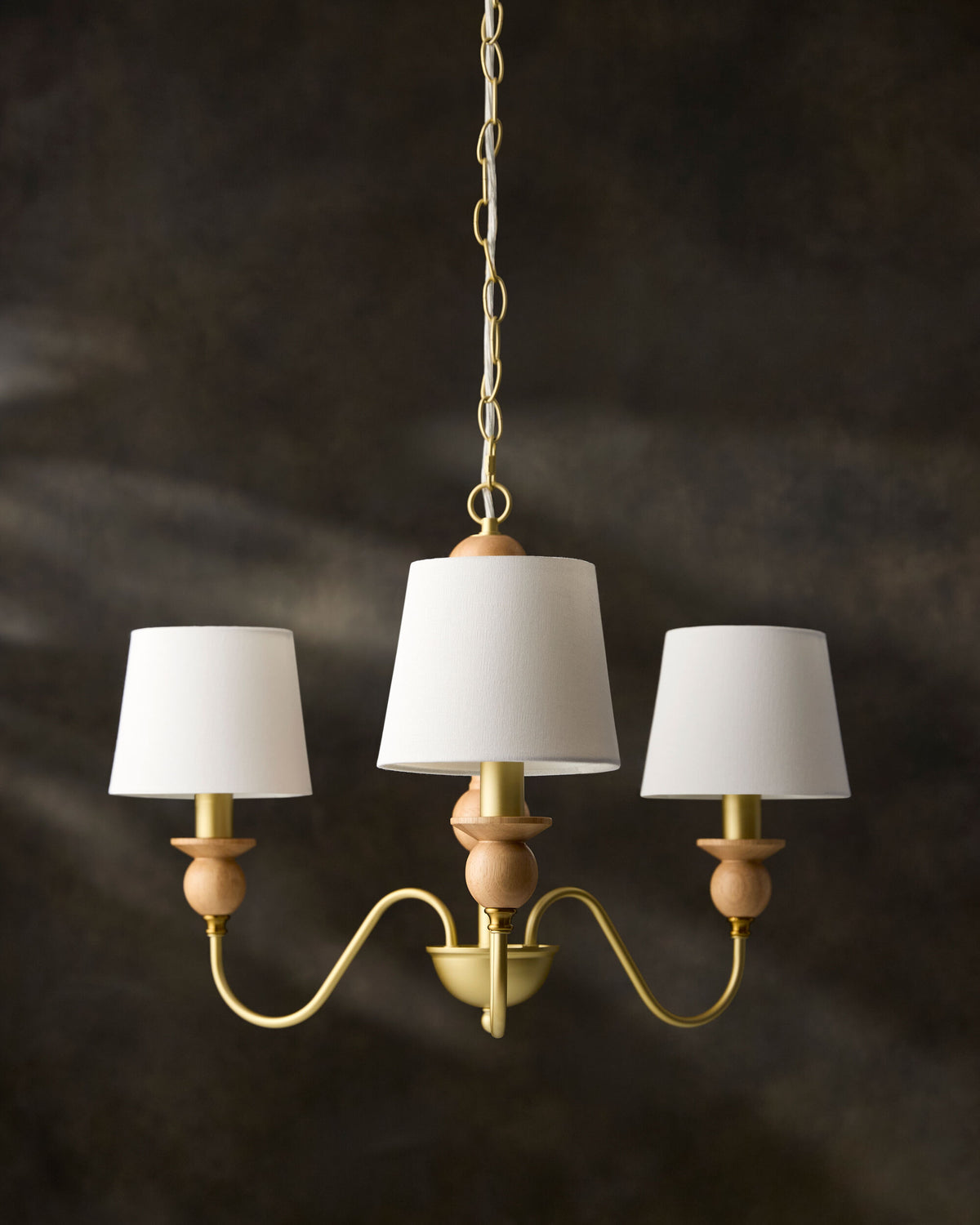 Wiluna Rubber Wood Chandelier, Hand Painted Beige (WLN-004)