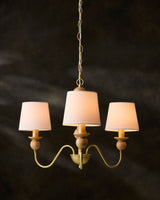 Wiluna Rubber Wood Chandelier, Hand Painted Beige (WLN-004)