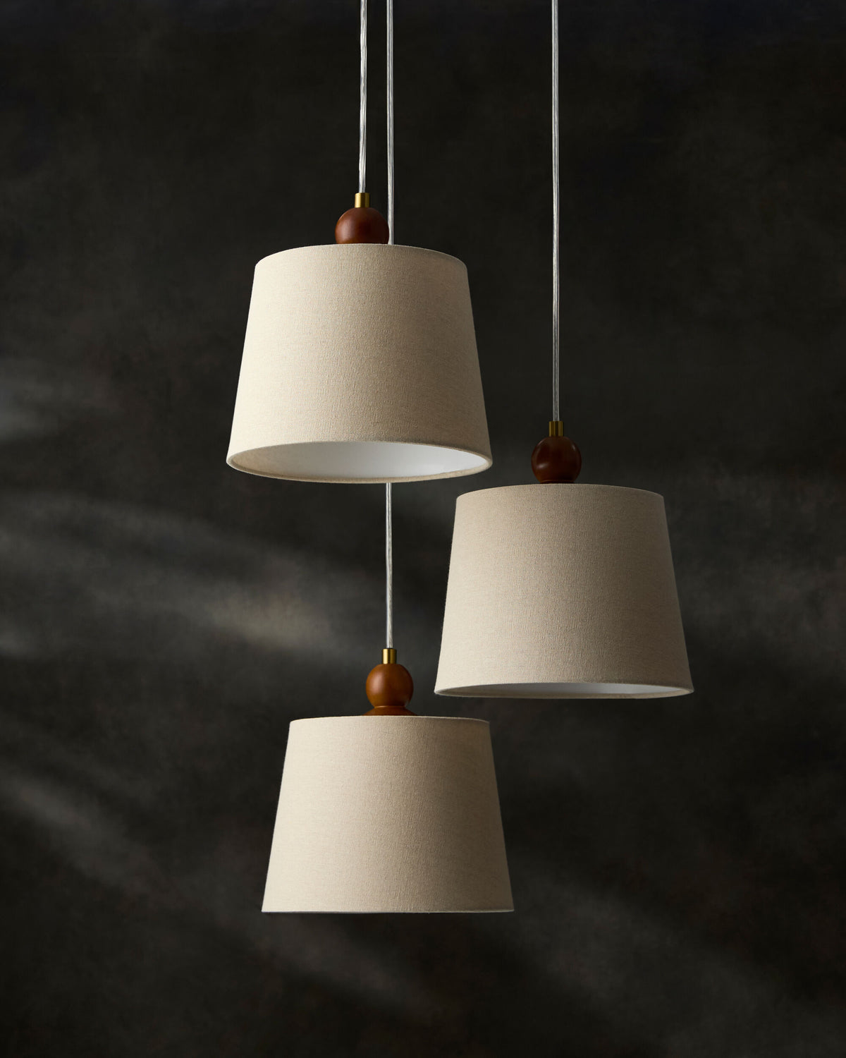 Wiluna Rubber Wood Chandelier, Hand Painted Dark Brown