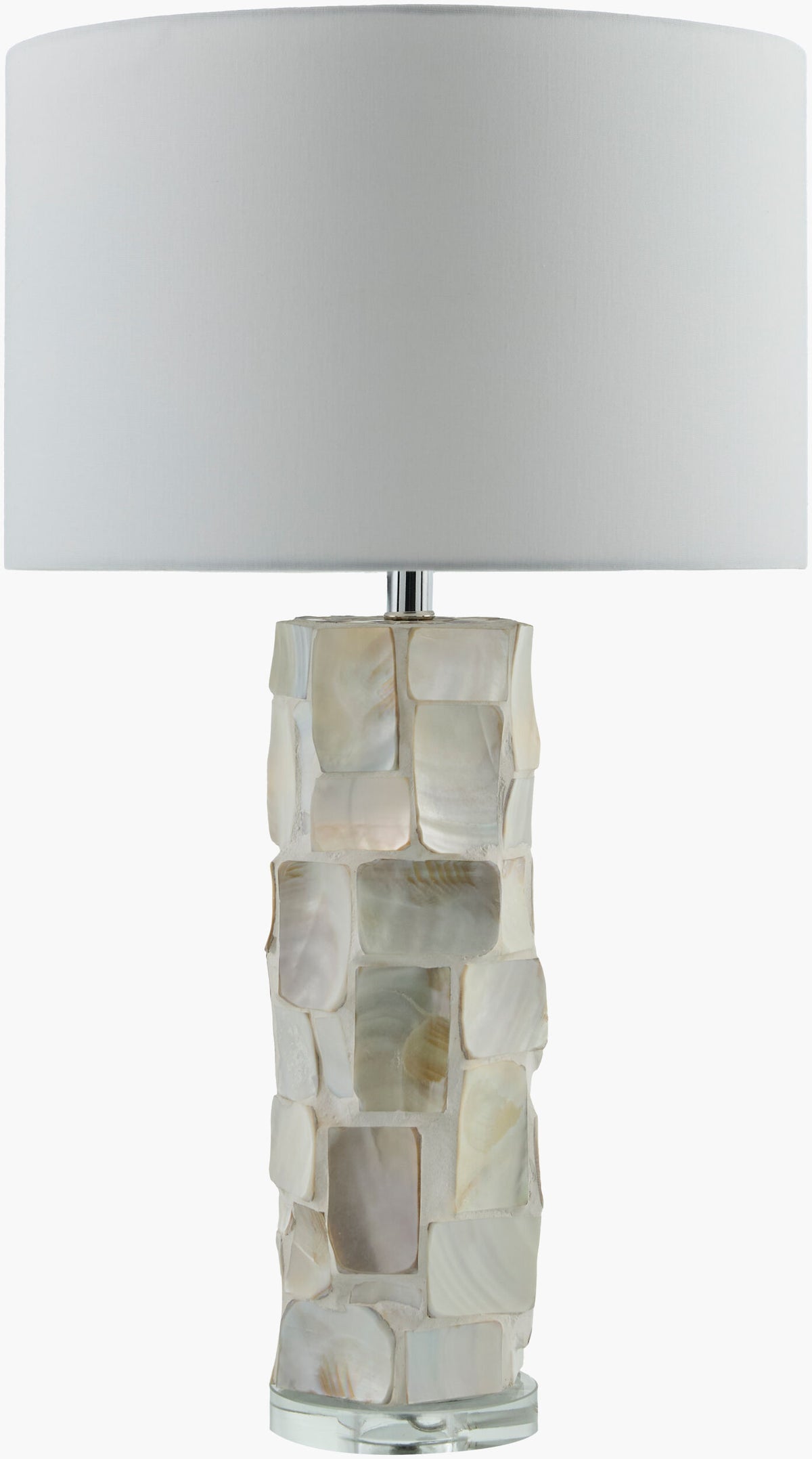 Walvis 31" Shell Table Lamp, Inlaid Cream, Translucent Clear