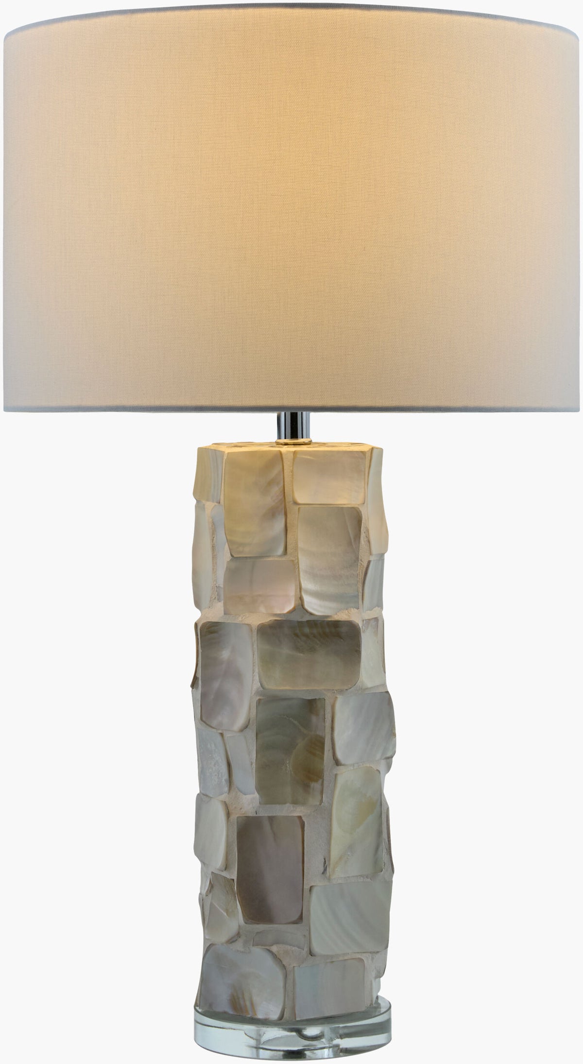 Walvis 31" Shell Table Lamp, Inlaid Cream, Translucent Clear