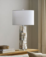 Walvis 31" Shell Table Lamp, Inlaid Cream, Translucent Clear