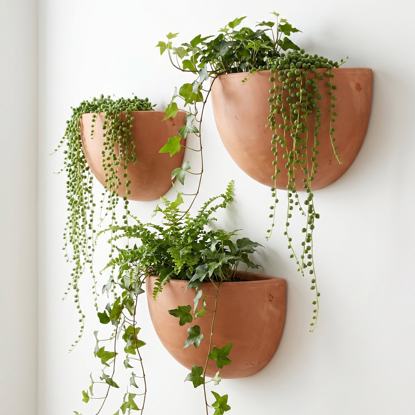 Ścienne Wiszące Donice Zestaw 3 Szt. Terakota — widok z innej perspektywy