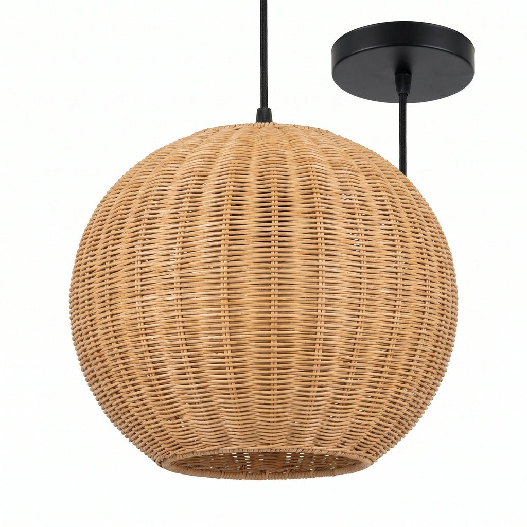 Lampa Wisząca Rattanowa Kula Ø30cm — zdjęcie produktowe na białym tle