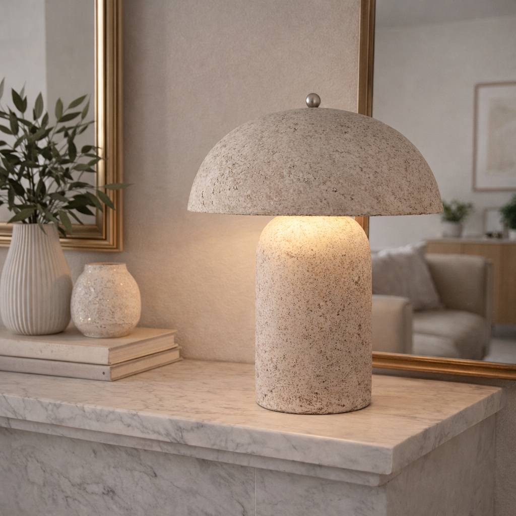 Gray Table Lamp With Natural Texture