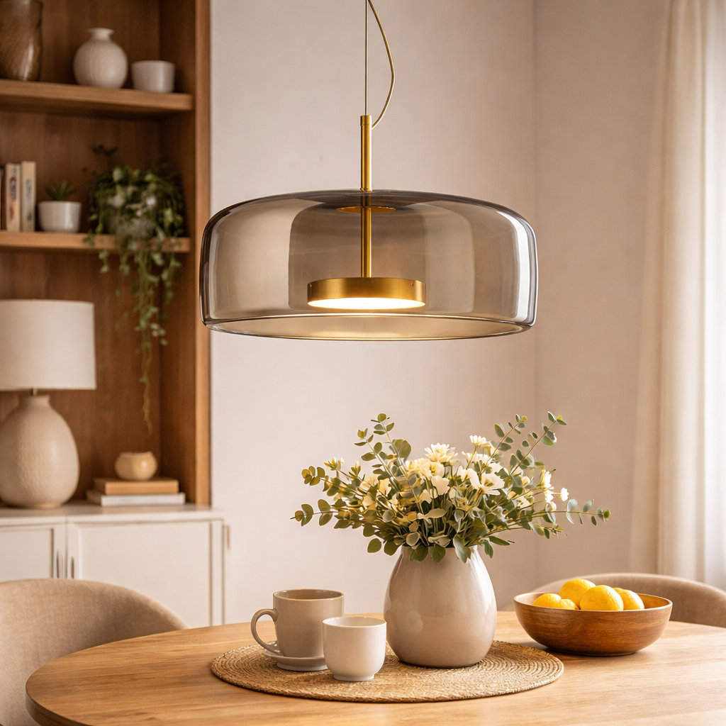Glass Pendant Lamp With Gold Detail