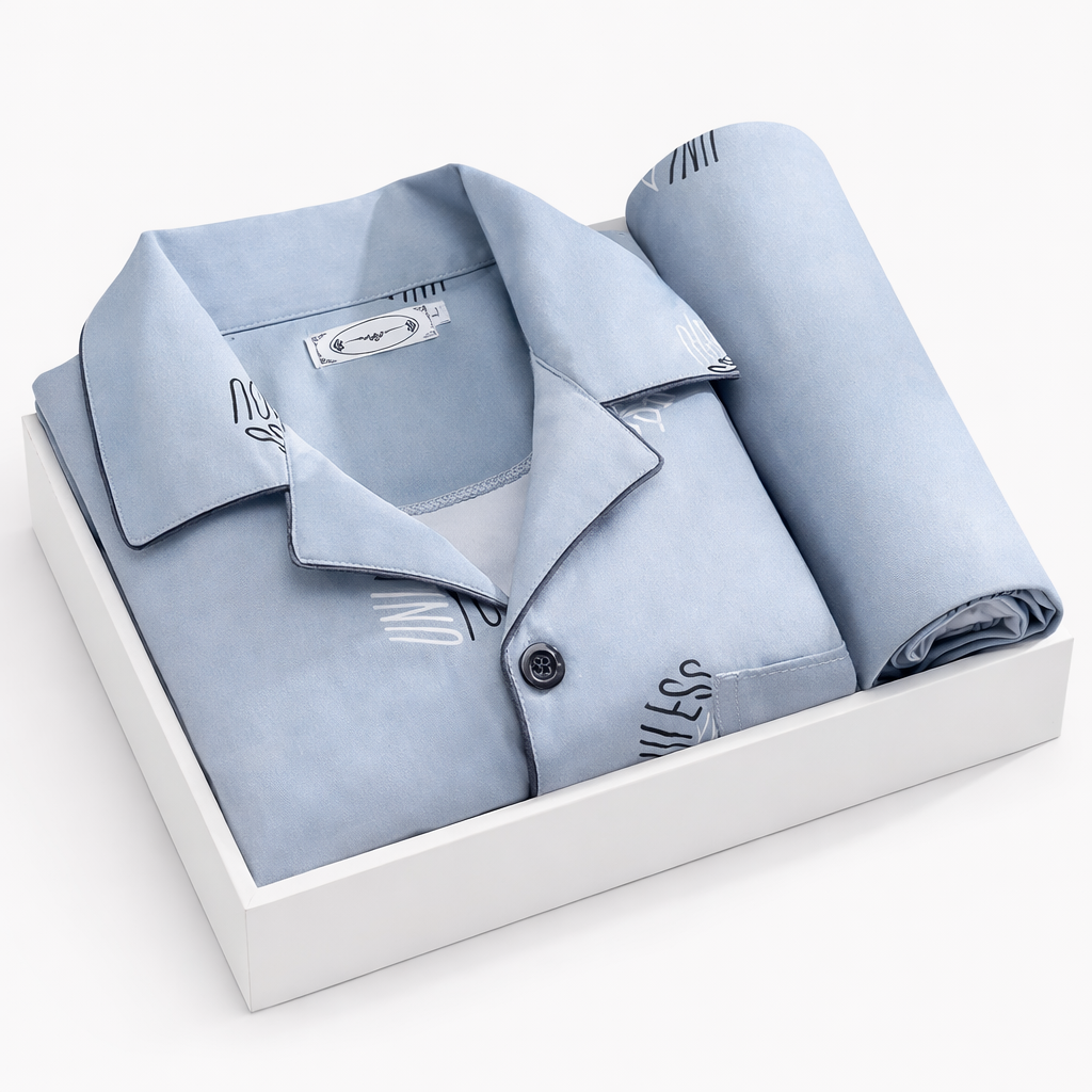 Men's Pajama Set With Button-Up Shirt