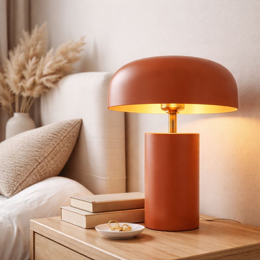 Table Lamp with Metal Shade and Glossy Finish