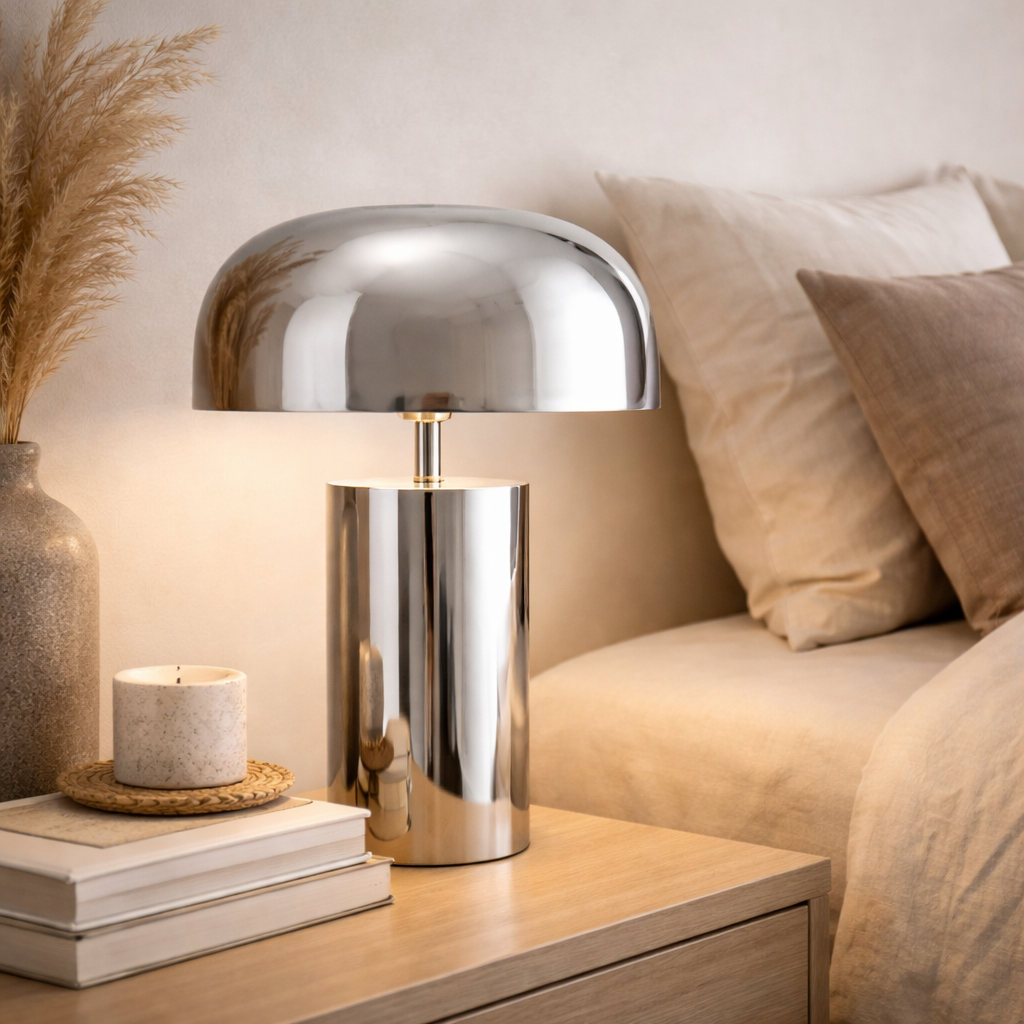 Table Lamp with Metal Shade and Glossy Finish