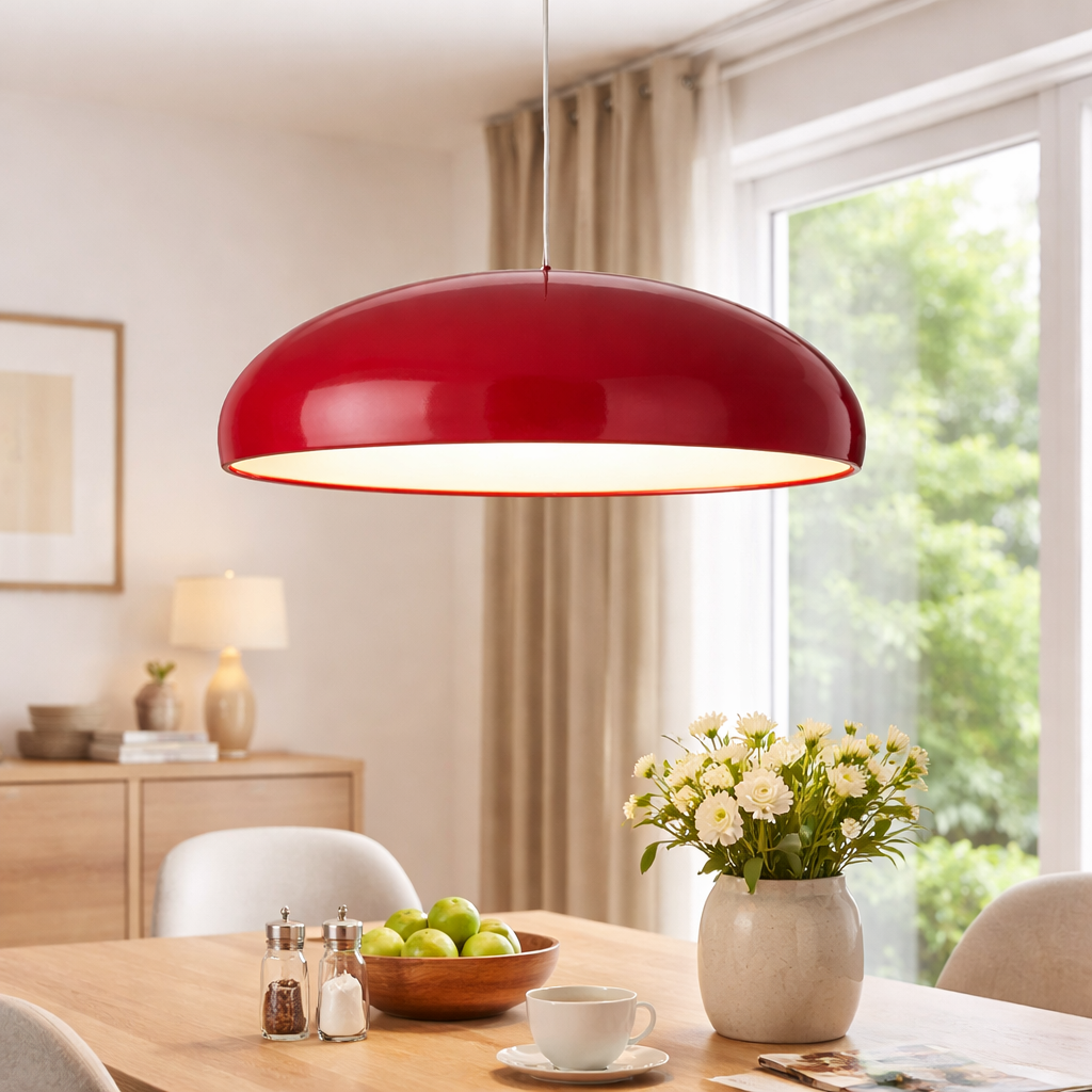 Metal Pendant Lamp with a Semicircular Shade