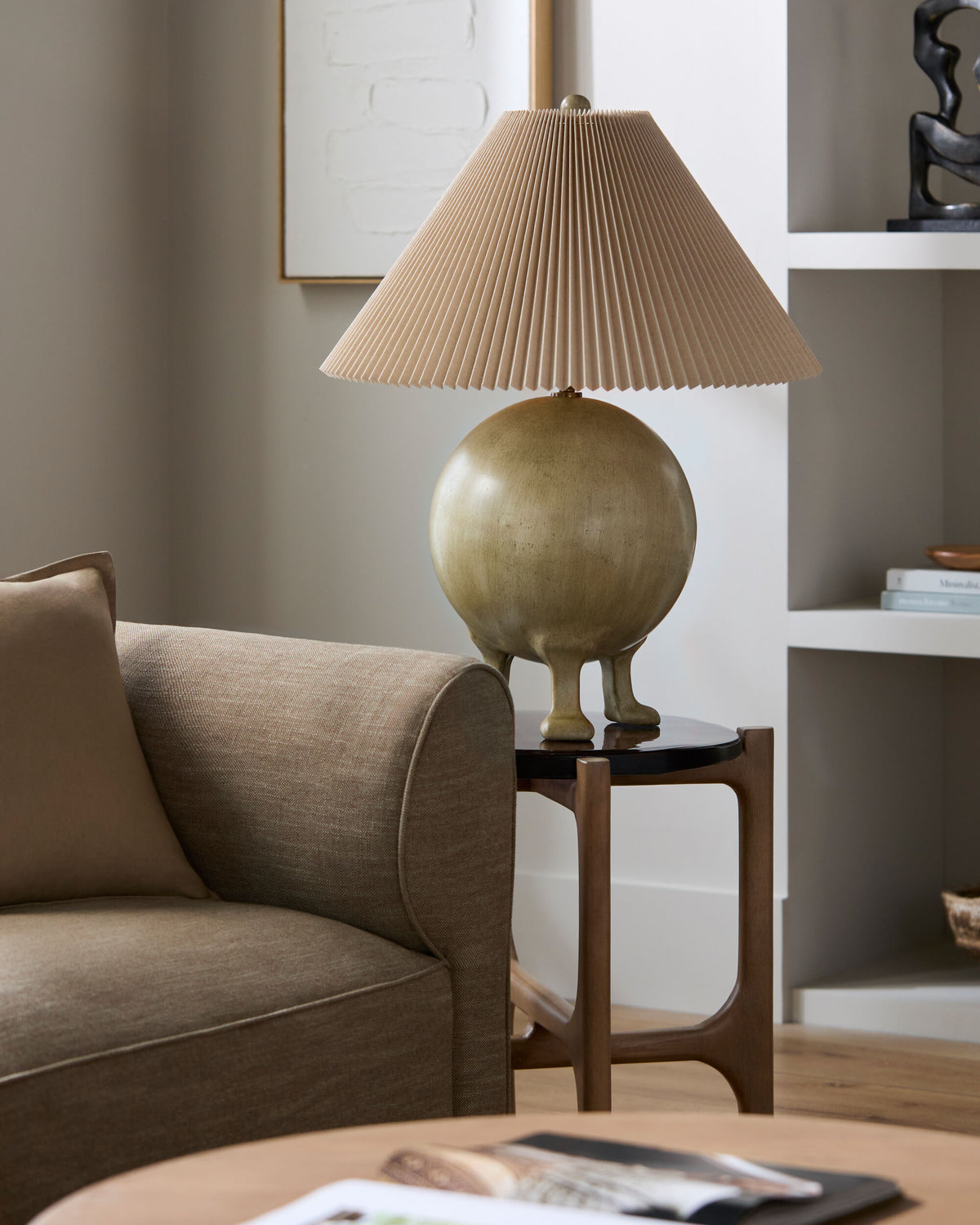 Xian 32" Cement Table Lamp, Painted Light Gray