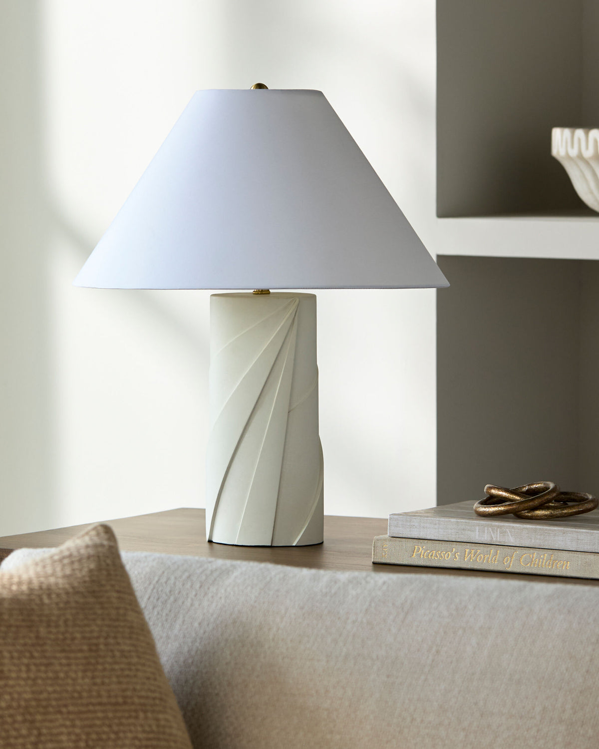 Xove 22" Concrete Table Lamp, Hand Painted White