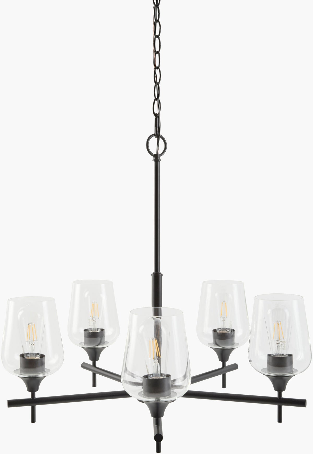 Yueva Iron Chandelier, Powder Coated Black (YUEV-003)
