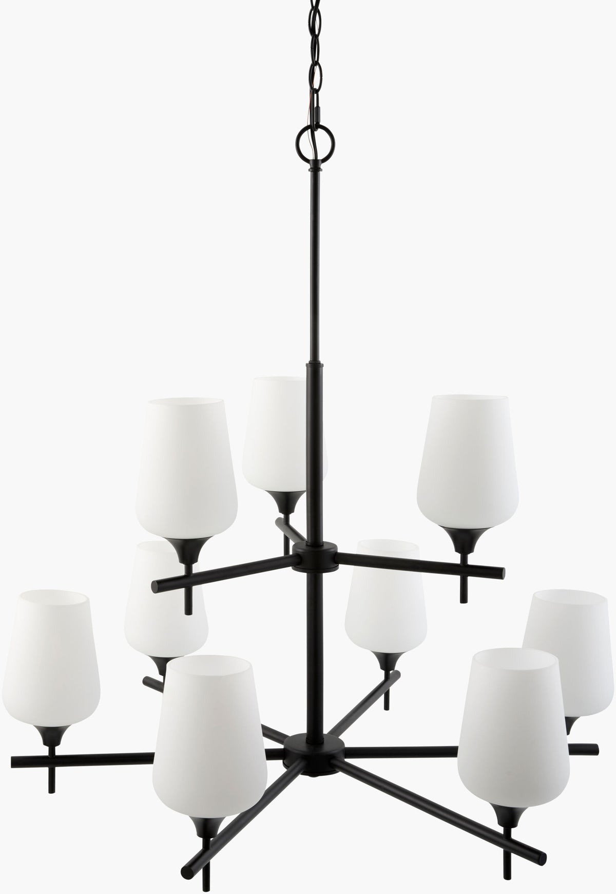 Yueva Iron Chandelier, Powder Coated Black (YUEV-009)