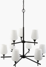 Yueva Iron Chandelier, Powder Coated Black (YUEV-009)