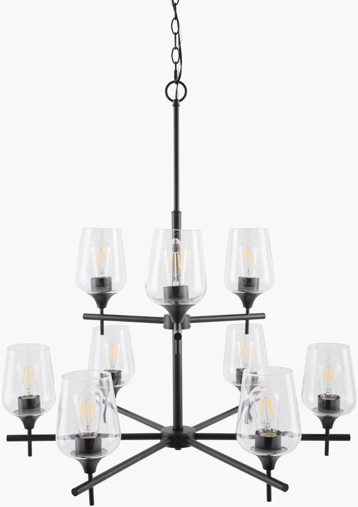 Yueva Iron Chandelier, Powder Coated Black (YUEV-011)