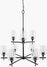 Yueva Iron Chandelier, Powder Coated Black (YUEV-011)