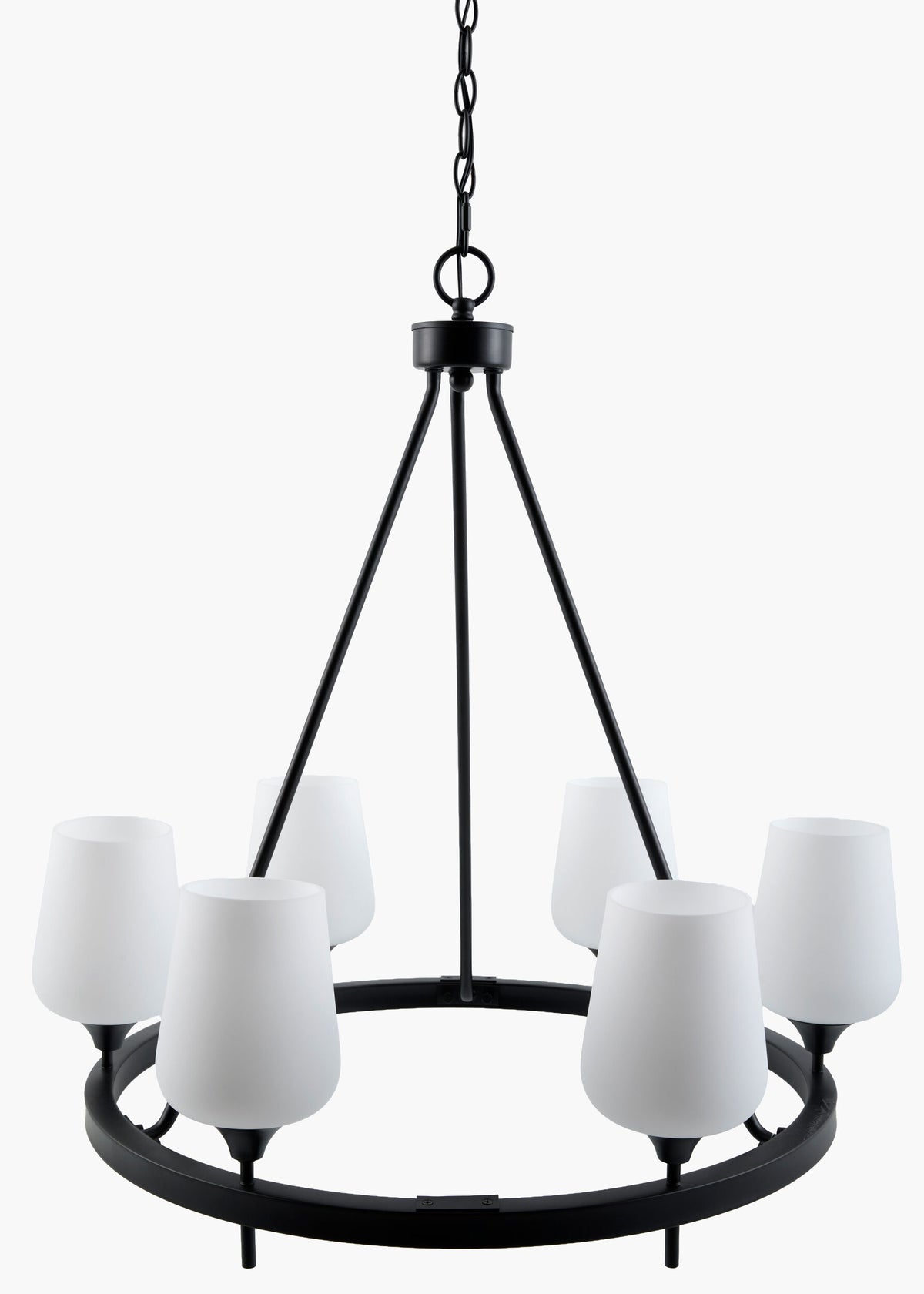 Yueva Iron Chandelier, Powder Coated Black (YUEV-045)