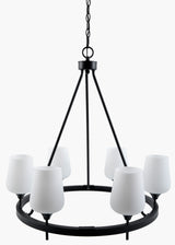 Yueva Iron Chandelier, Powder Coated Black (YUEV-045)