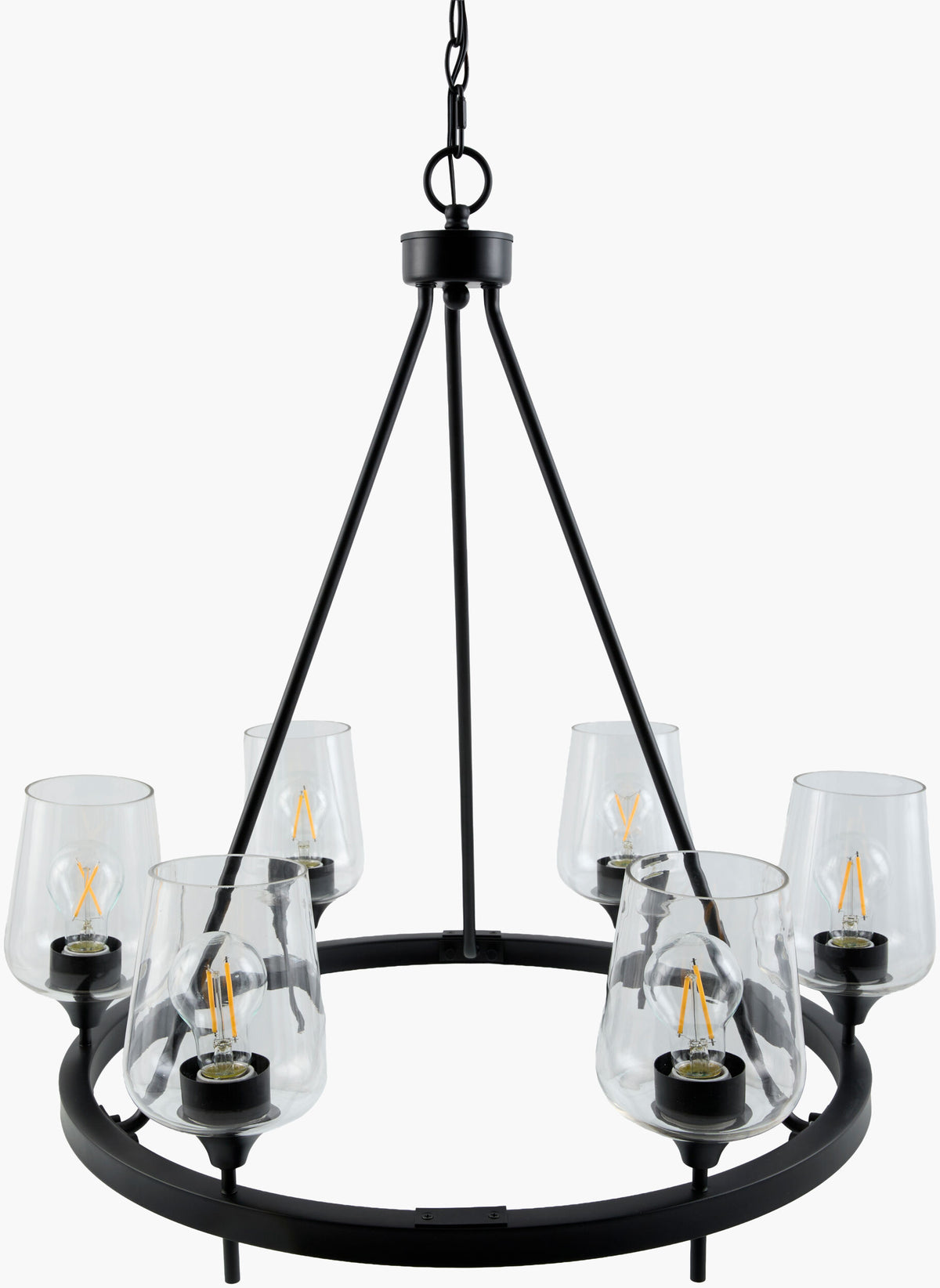 Yueva Iron Chandelier, Powder Coated Black (YUEV-047)
