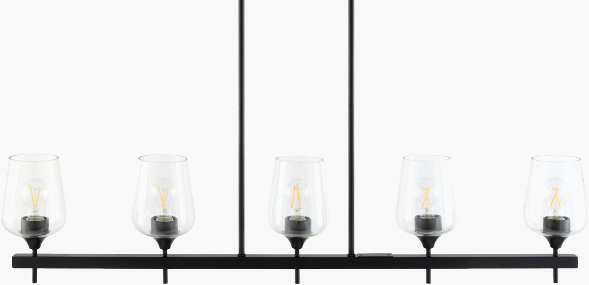 Yueva Iron Chandelier, Powder Coated Black (YUEV-051)