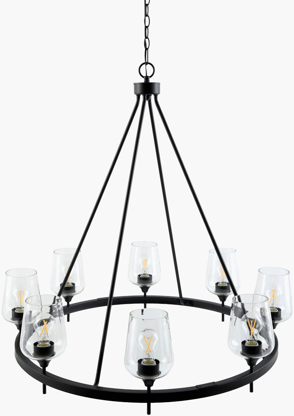 Yueva Iron Chandelier, Powder Coated Black (YUEV-055)