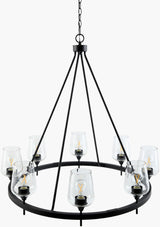 Yueva Iron Chandelier, Powder Coated Black (YUEV-055)