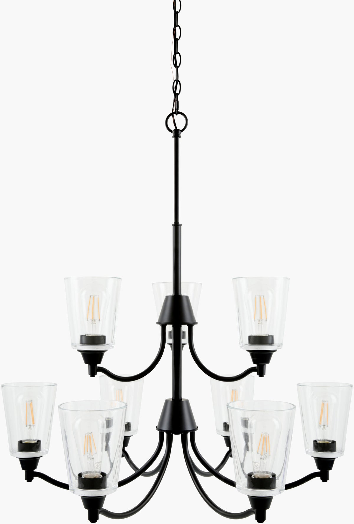 Yueva Iron Chandelier, Powder Coated Black