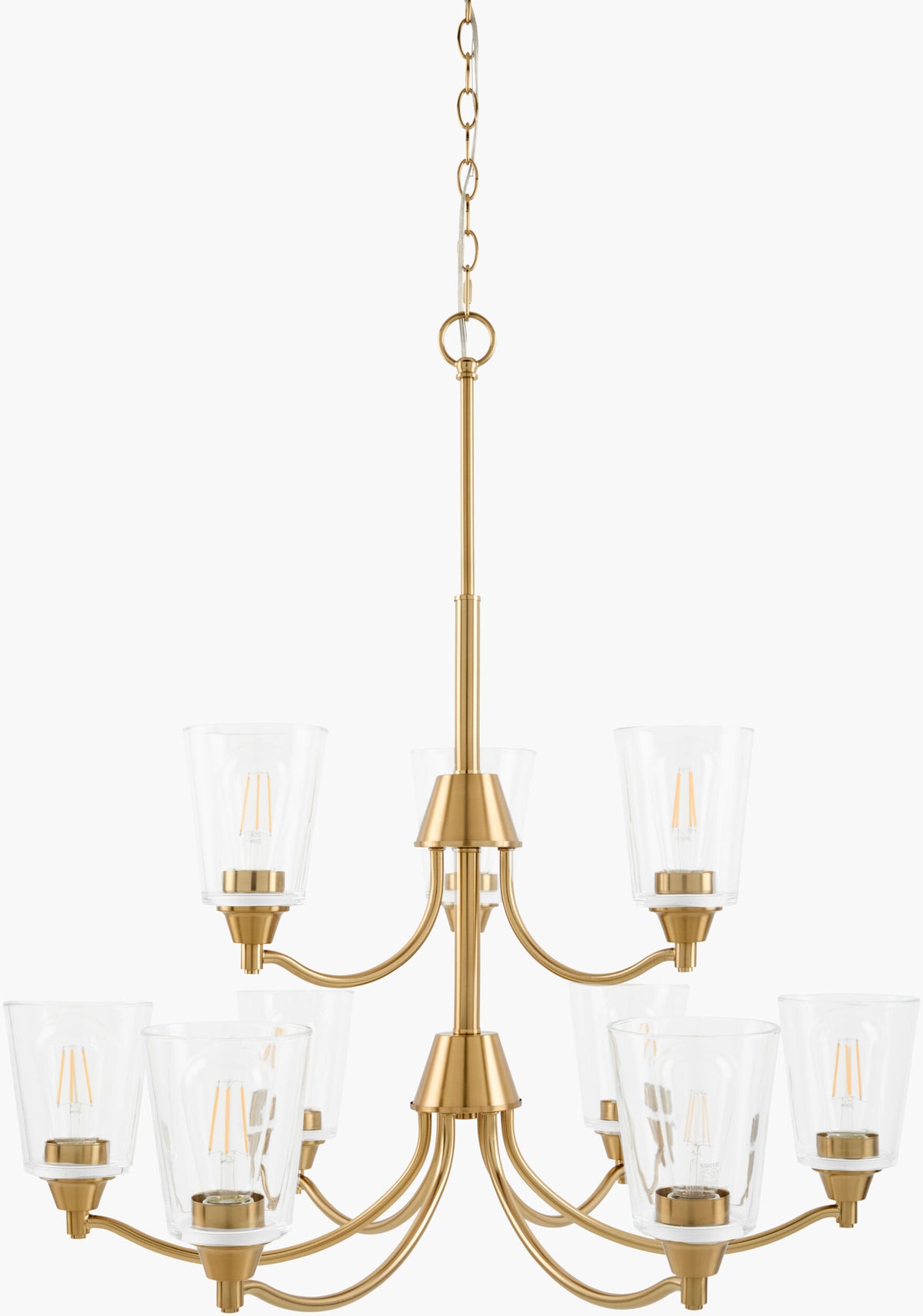 Yueva Iron Chandelier, Electroplated Metallic Brass