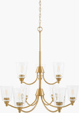 Yueva Iron Chandelier, Electroplated Metallic Brass