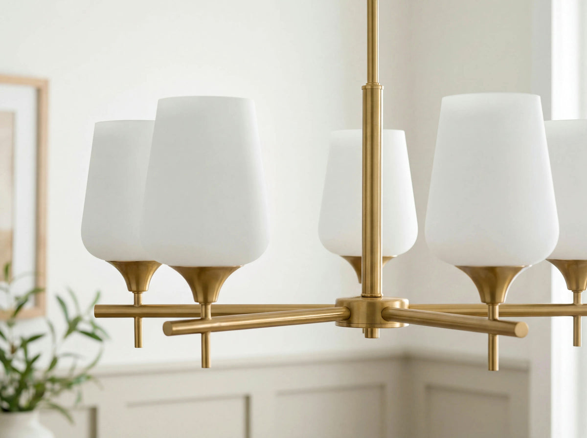 Yueva Iron Chandelier, Electroplated Metallic Brass (YUEV-002)