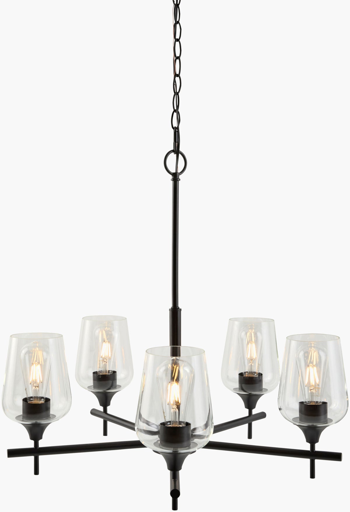 Yueva Iron Chandelier, Powder Coated Black (YUEV-003)