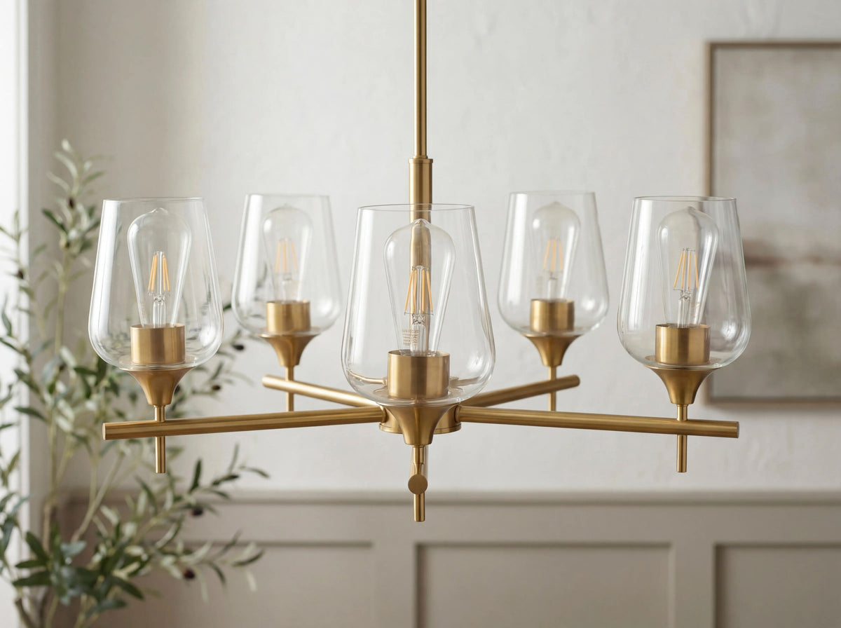 Yueva Iron Chandelier, Electroplated Metallic Brass (YUEV-004)