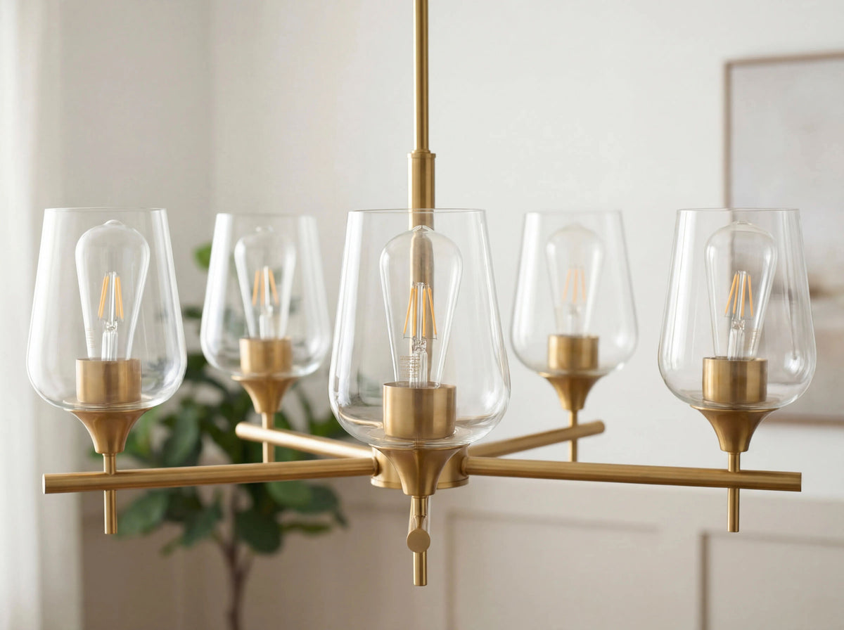 Yueva Iron Chandelier, Electroplated Metallic Brass (YUEV-004)
