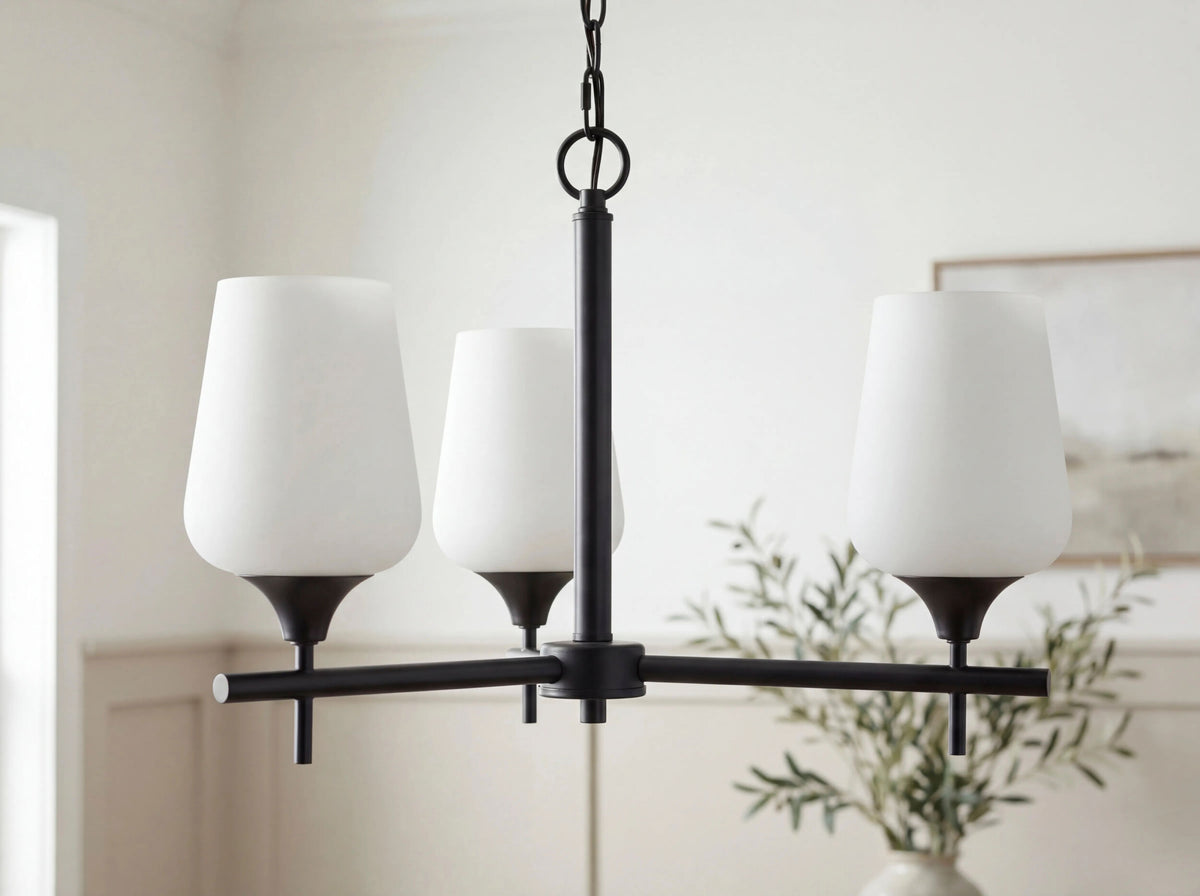 Yueva Iron Chandelier, Powder Coated Black (YUEV-005)