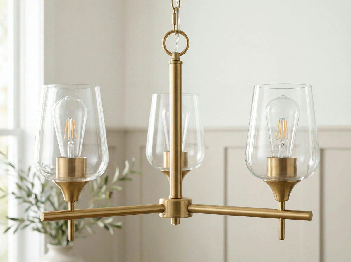 Yueva Iron Chandelier, Electroplated Metallic Brass (YUEV-008)