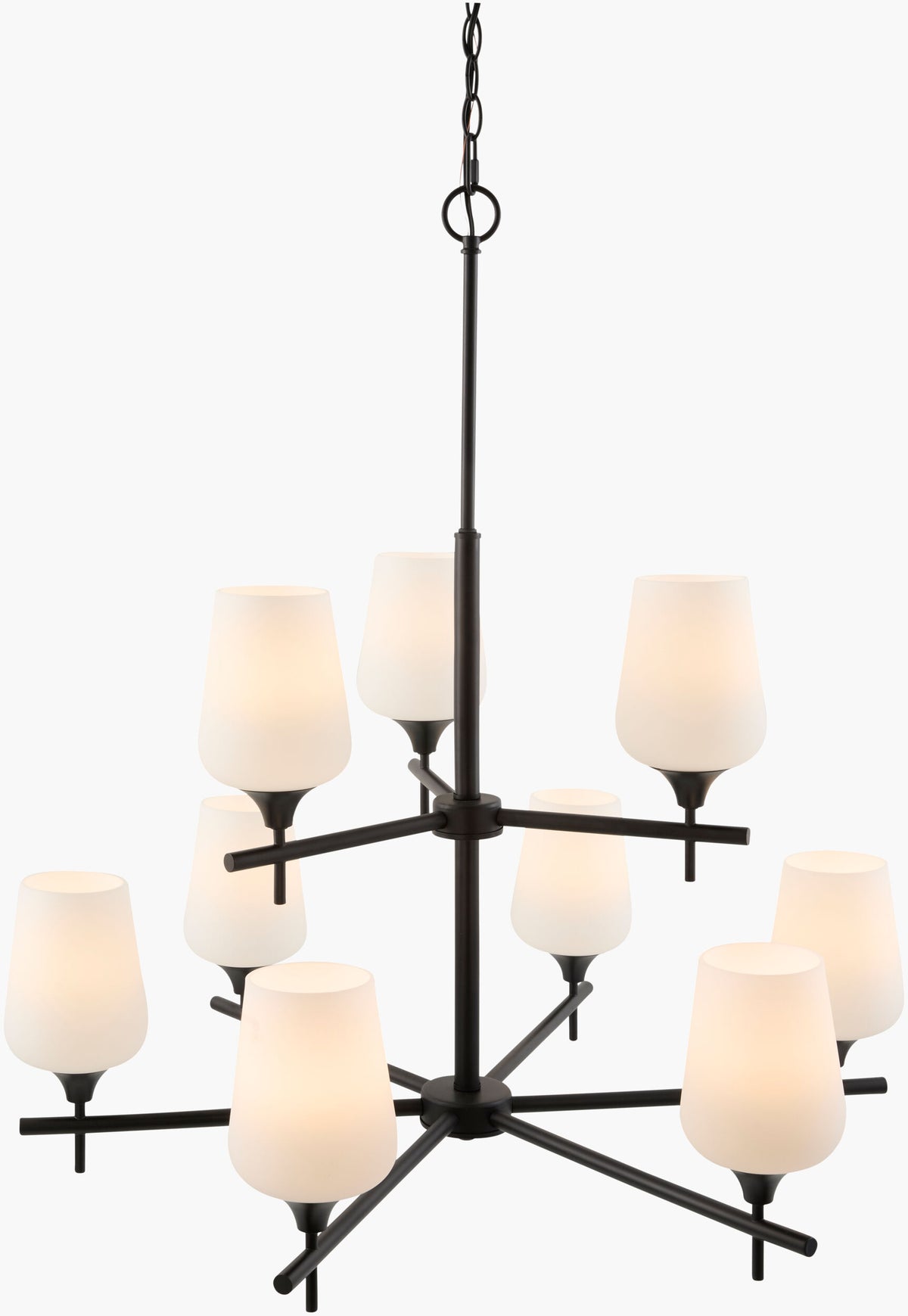 Yueva Iron Chandelier, Powder Coated Black (YUEV-009)