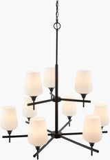 Yueva Iron Chandelier, Powder Coated Black (YUEV-009)