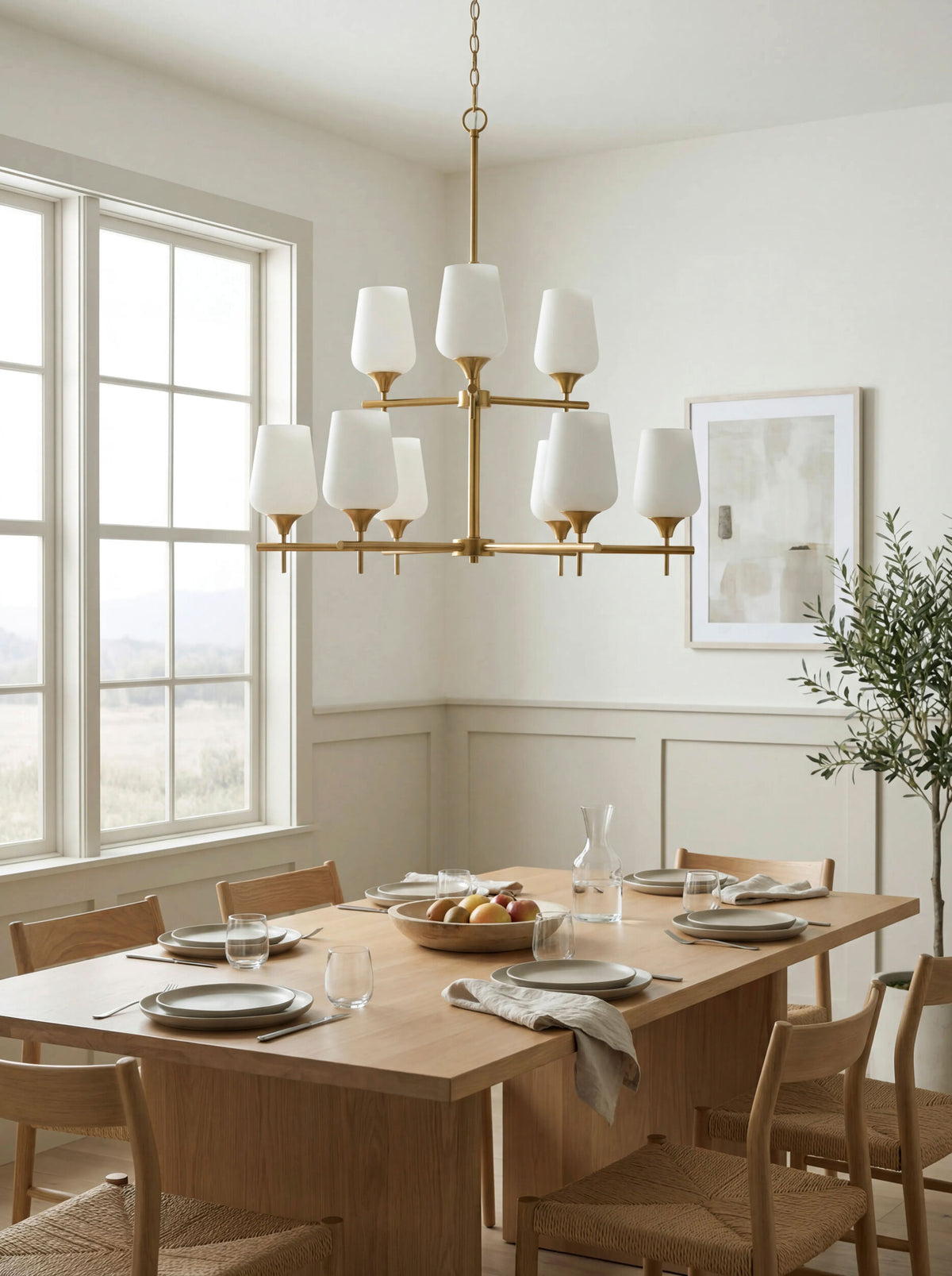 Yueva Iron Chandelier, Electroplated Metallic Brass (YUEV-010)