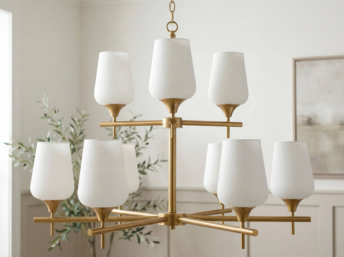 Yueva Iron Chandelier, Electroplated Metallic Brass (YUEV-010)