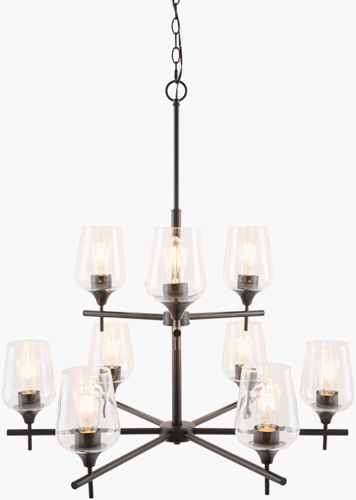Yueva Iron Chandelier, Powder Coated Black (YUEV-011)
