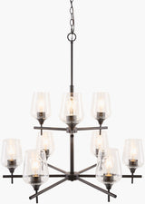 Yueva Iron Chandelier, Powder Coated Black (YUEV-011)